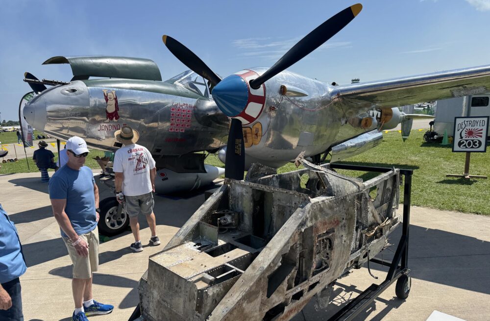 Flying Heritage & Combat Armor Museum's fabulous P-38J restoration made its debut, just a few weeks after its first post-restoration flight on June 25. Jandina III— was once flown by WWII ace Capt. Jay T. Robbins.