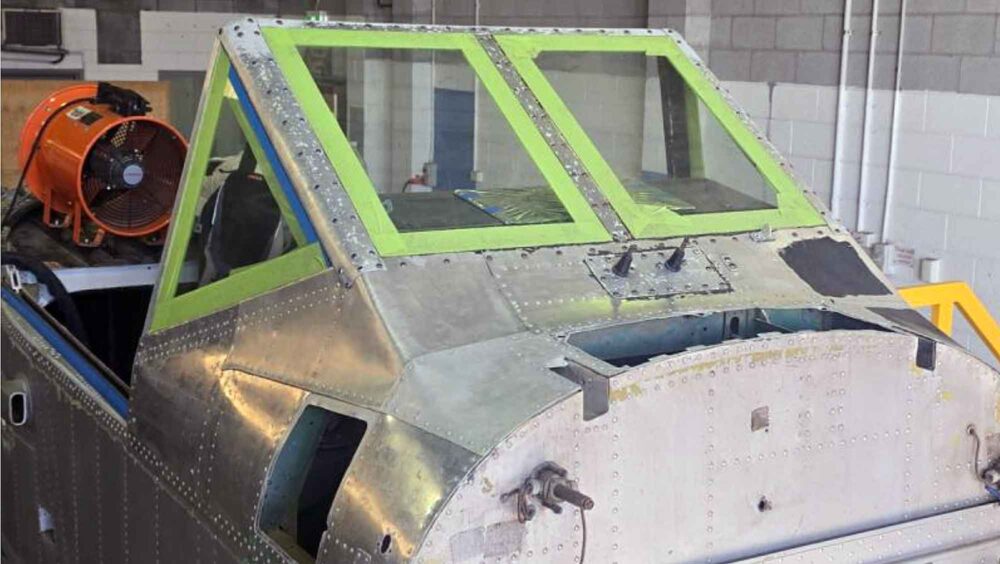 Laser cleaning takes the aircraft back to bare metal. Photo: