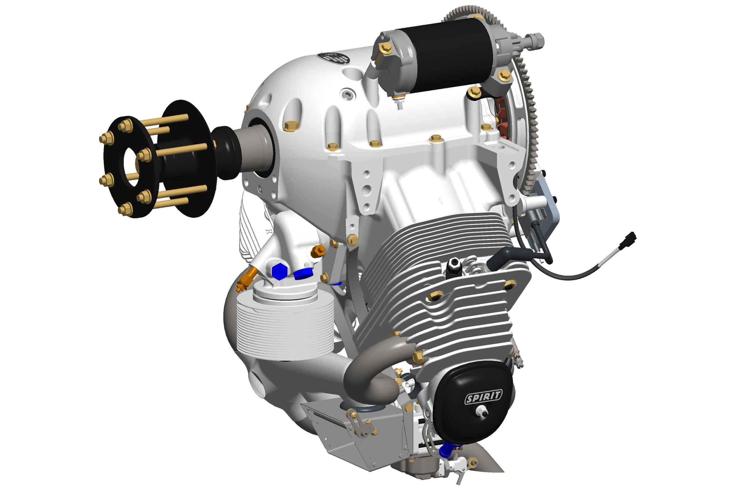 V-twin engine is Spirit's own design and manufacture