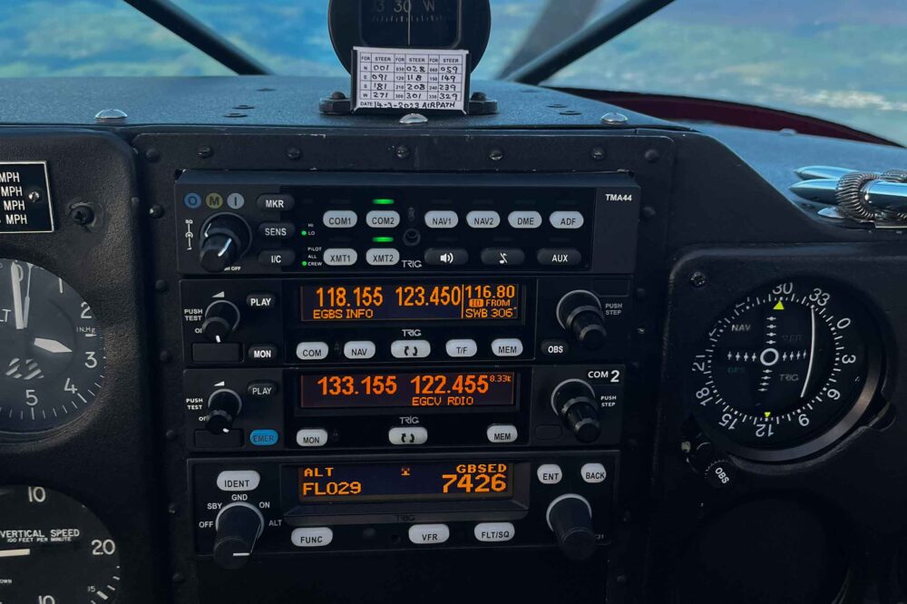 A stack of Trig avionics in use. Photo: Trig