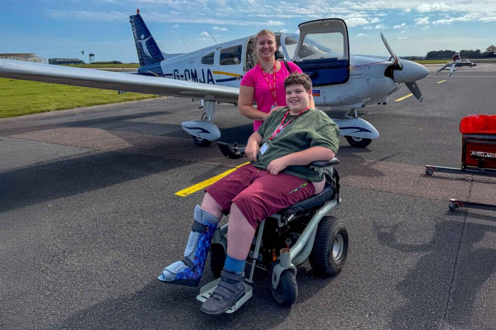 Flynqy, a flying school at Cornwall Newquay Airport, now offers flights for disabled people. Photo: Aerobility