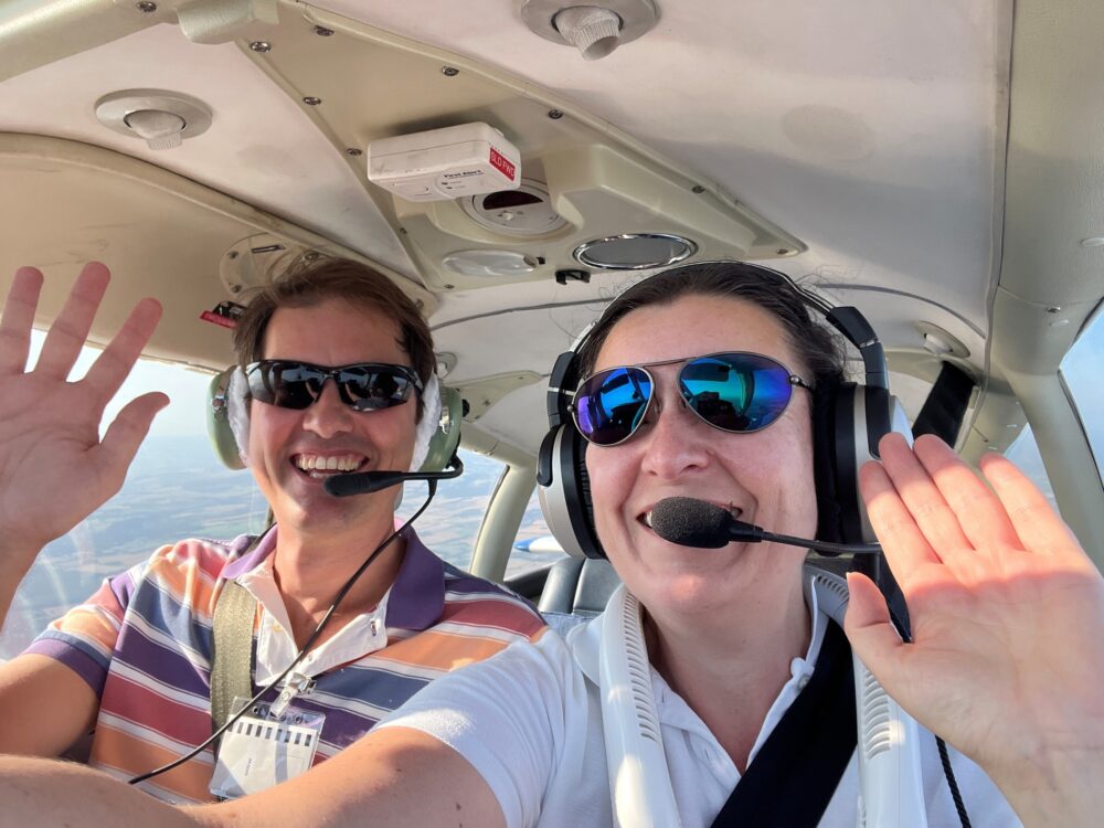 Taking a colleague flying.
