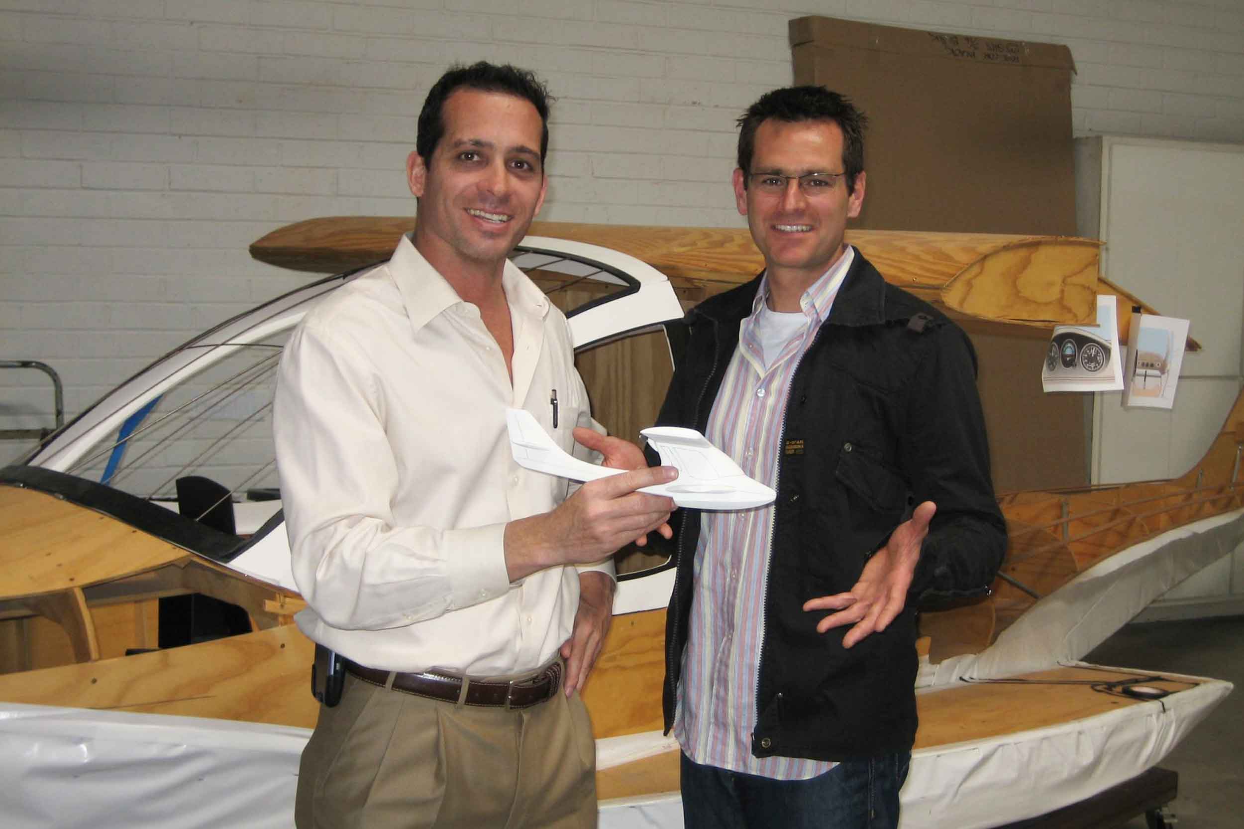 Kirk Hawkins, left and Steen Strand, pictured during the early days at ICON Aircraft