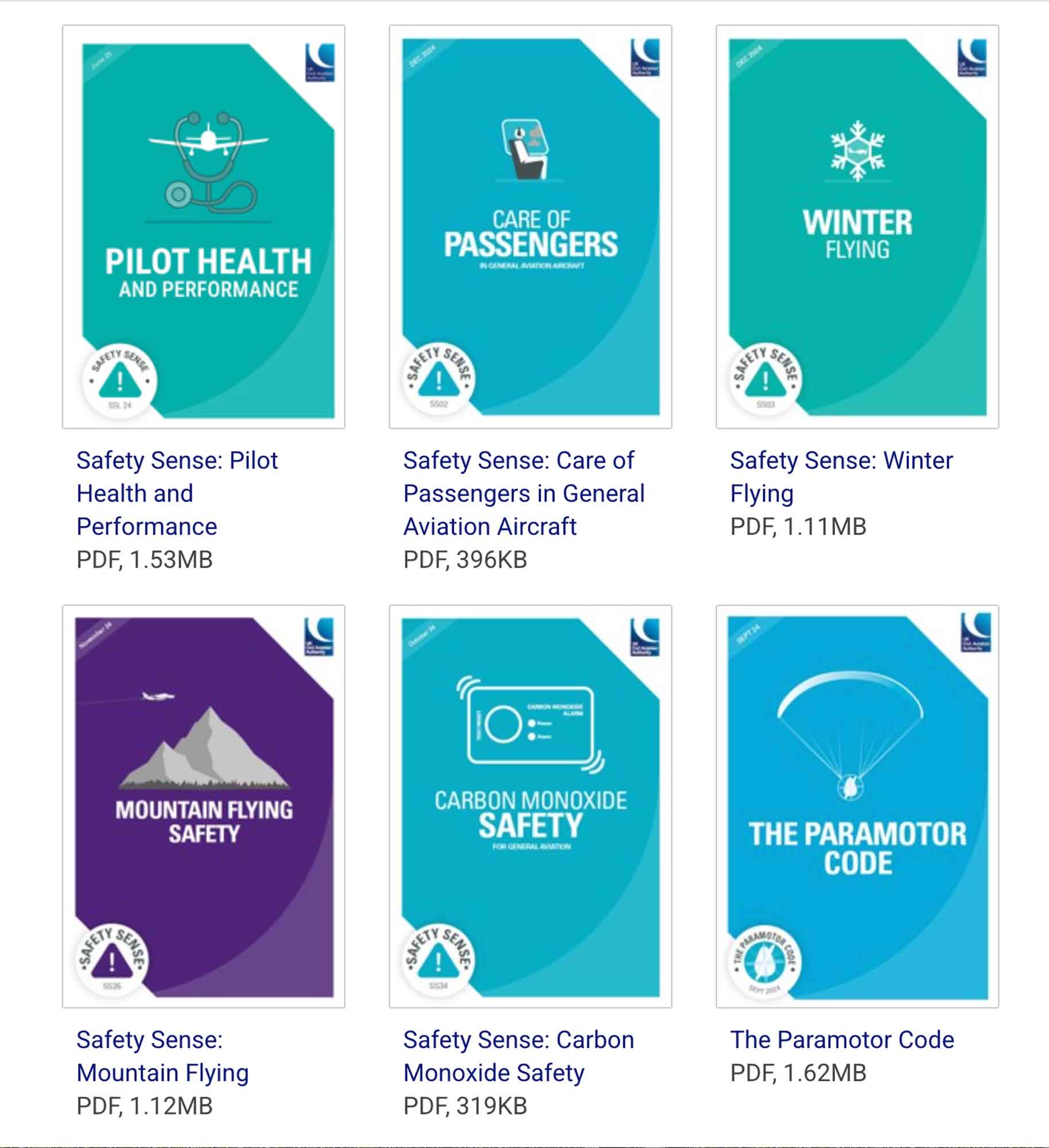 Just six of the 30-odd CAA Safety Sense leaflets