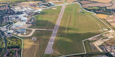 Cambridge Airport: the outline shows the extent of the Cambridge East development. Image: Marshalls