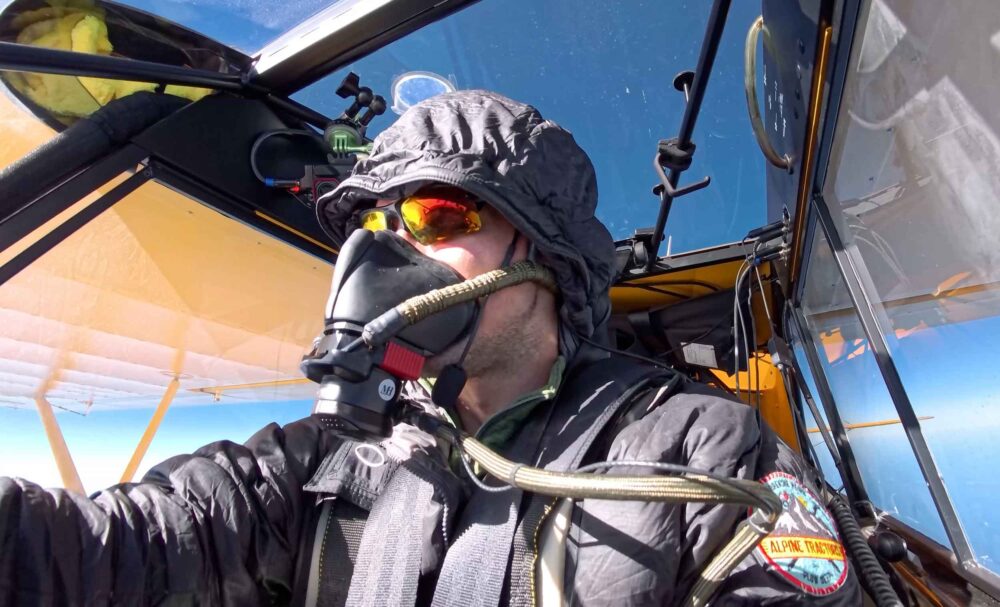 Pilot Jopn Kotwicki at 37,609ft in the CubCrafters Carbon Cub bushplane