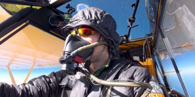 Pilot Jopn Kotwicki at 37,609ft in the CubCrafters Carbon Cub bushplane