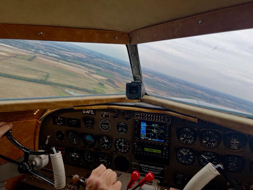 Light aircraft cockpit.