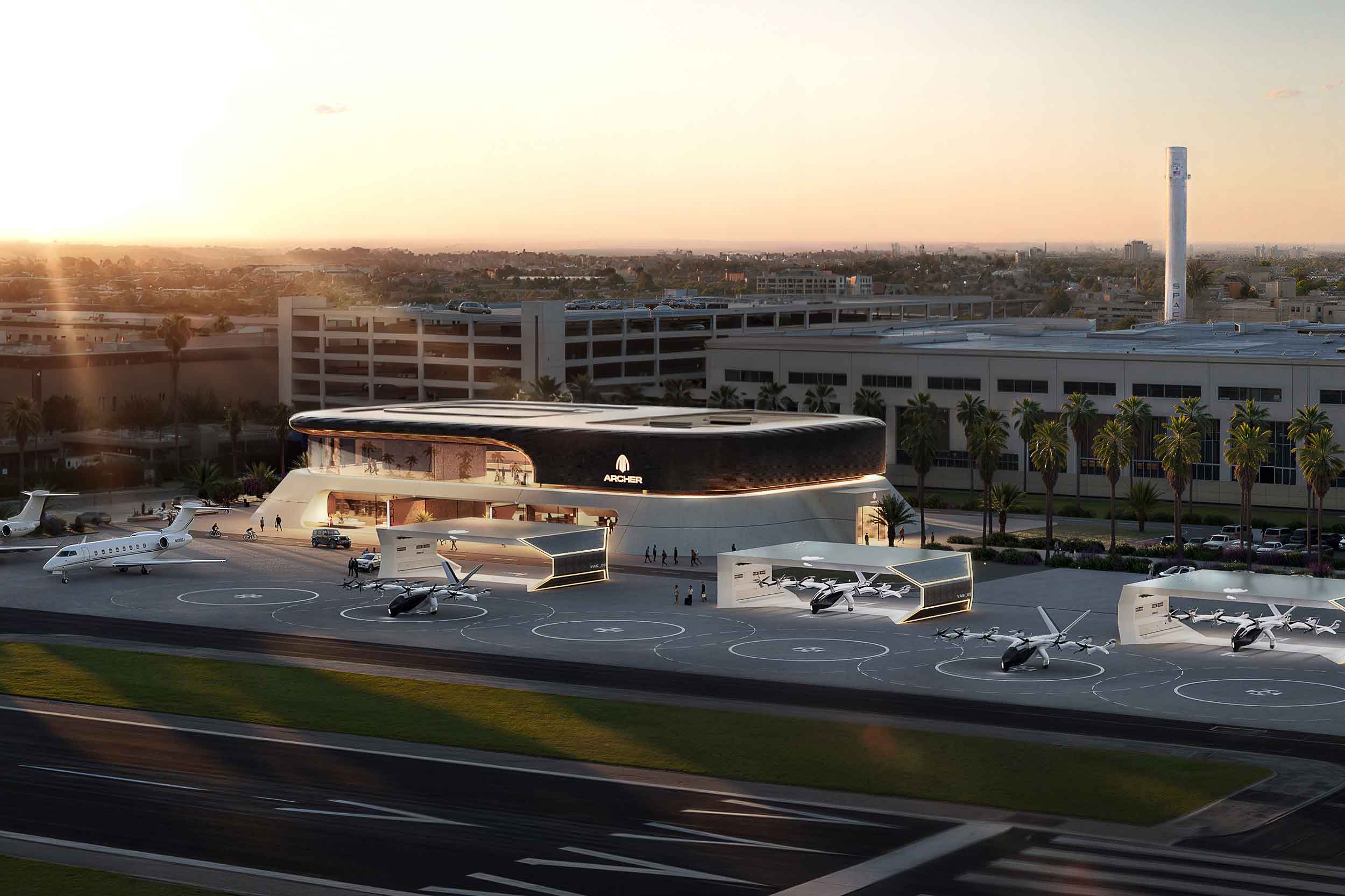 Image depicts Archer’s development plans for Hawthorne Airport. Photo: Archer
