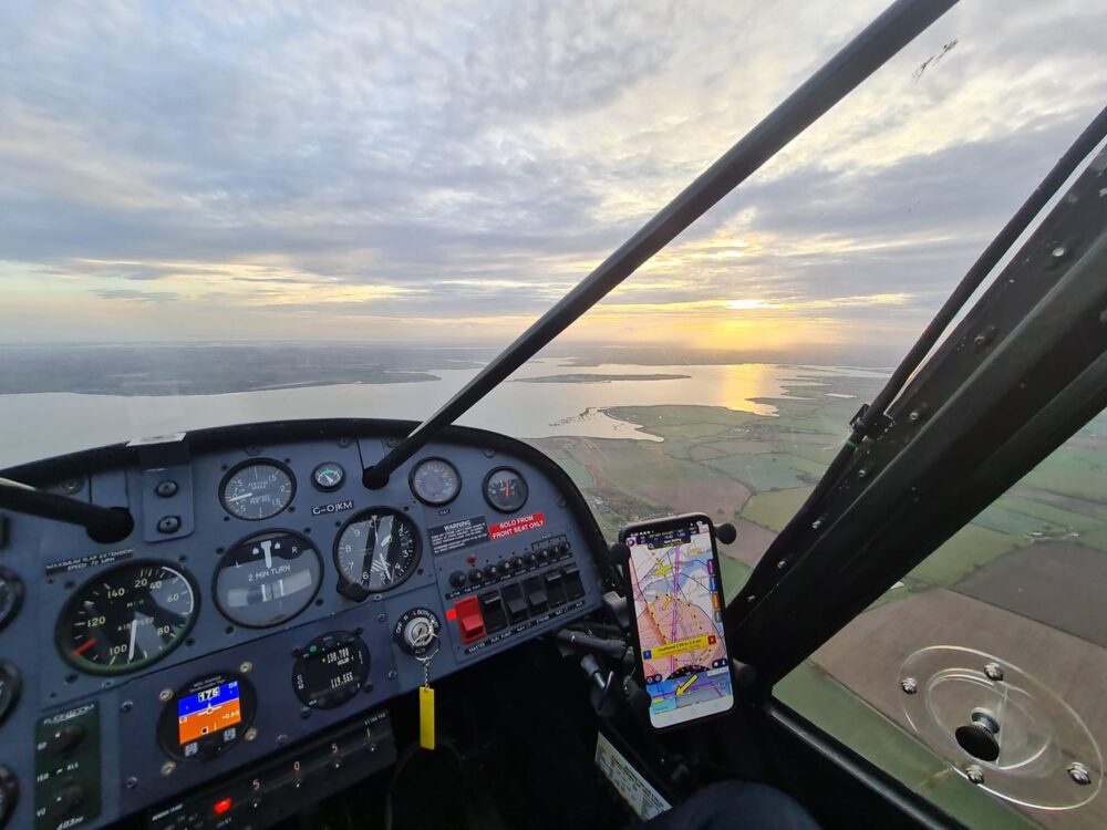 Light aircraft cockpit.