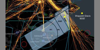 Part of the heat map for William Scott of the Scottish Aero Club shows the frequently flown route between Earlsferry and North Berwick