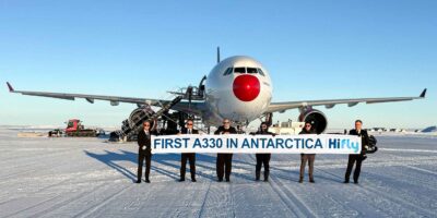 First Airbus A330 to land at Antarctica. Photo: Hi Fly