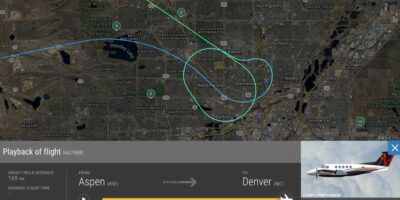 The King Air's track leading up to the emergency landing. Image: Flightradar24