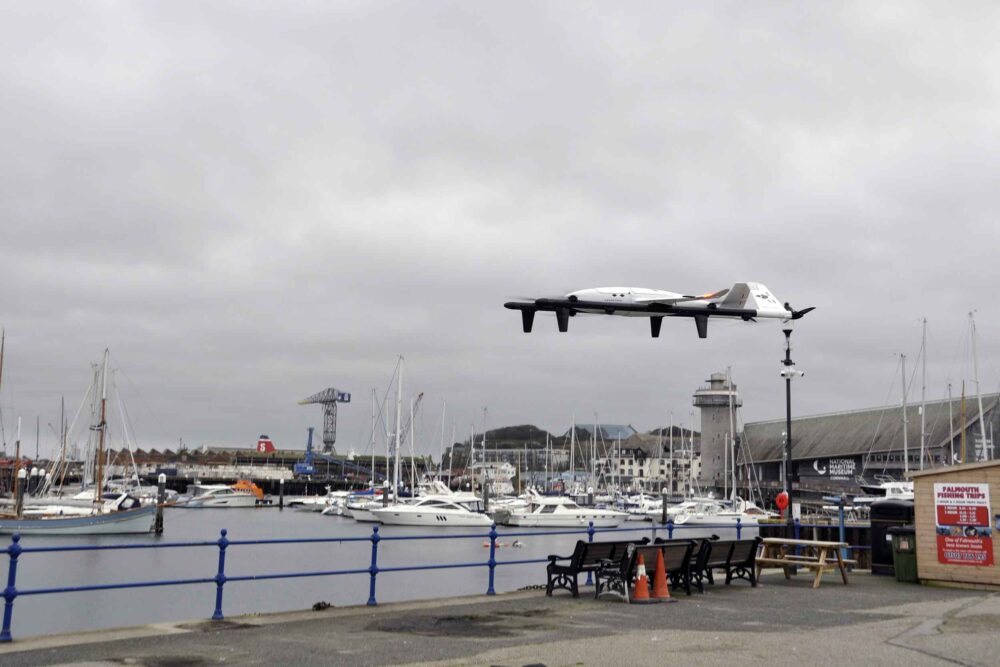 Falmouth Harbour was used for trials of drones by Open Skies. Photo: Falmouth Harbour