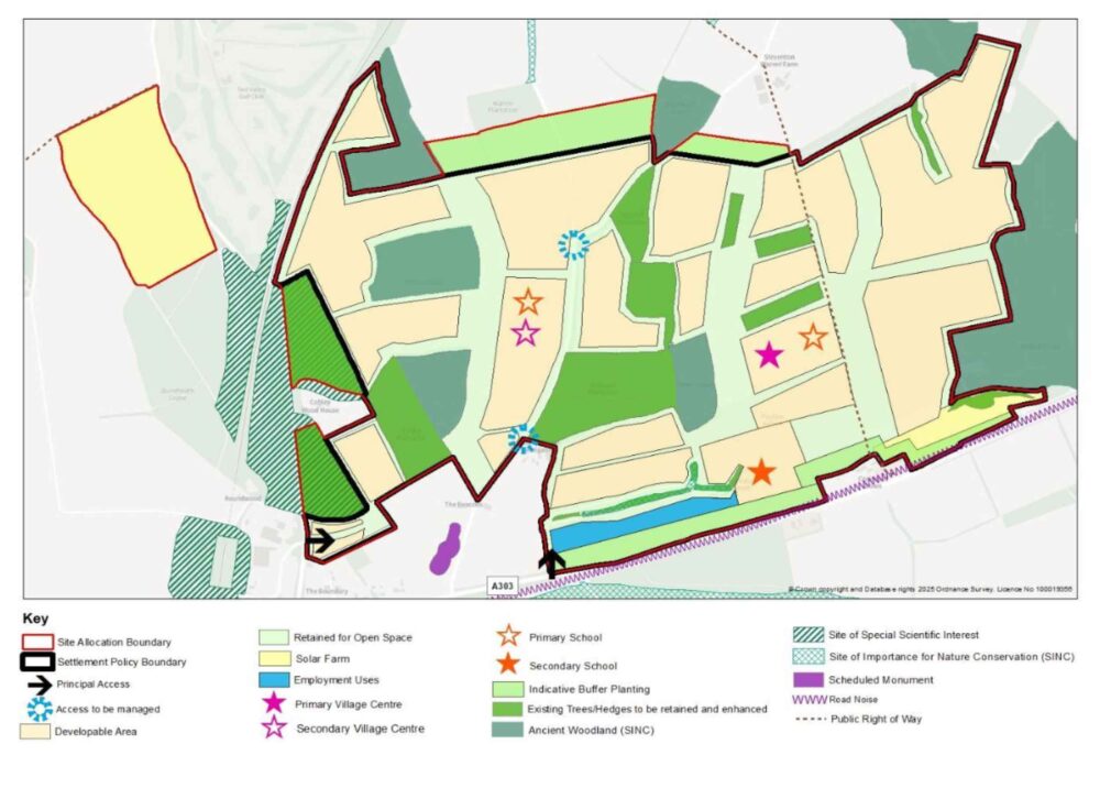 Popham Garden Village would smother the airfield site and beyond - and this is green belt. Image: Popham Matters
