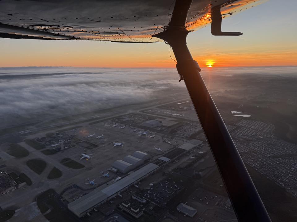 Gatwick airport at sunset