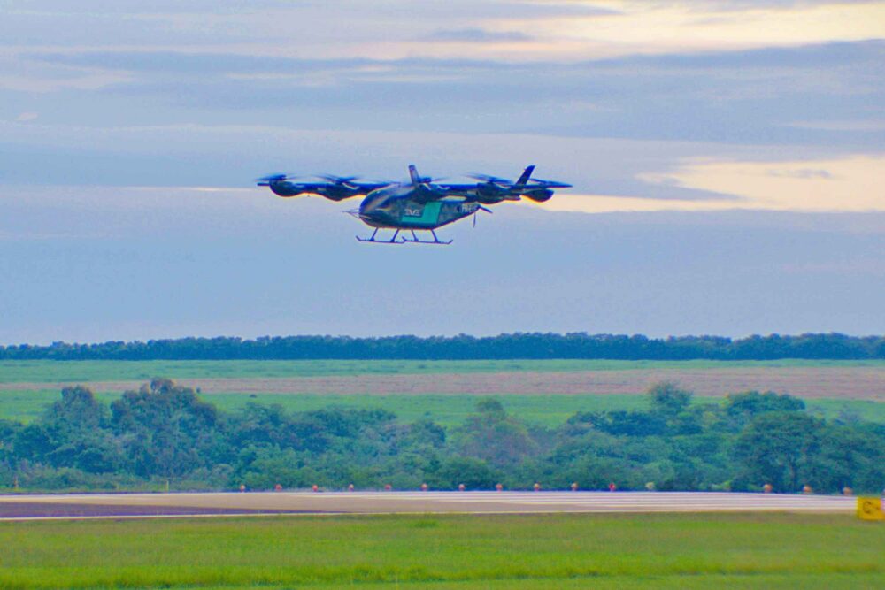 Embraer's Eve eVTOL on its first flight last year. Photo: Embraer