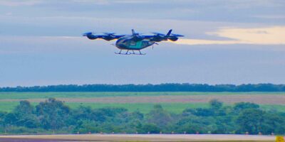 Embraer's Eve eVTOL on its first flight last year. Photo: Embraer
