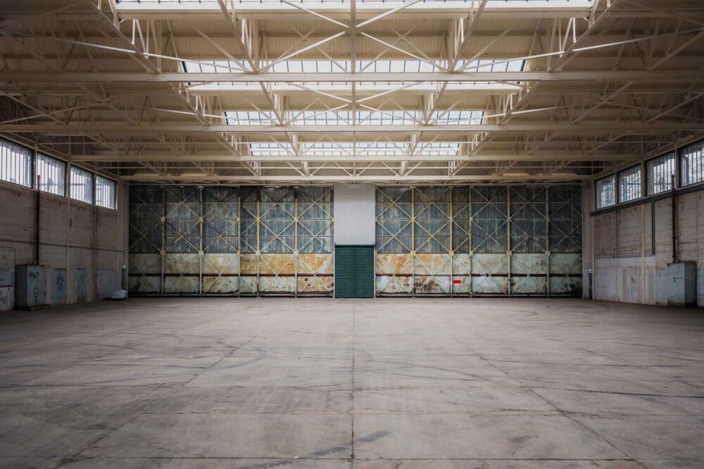 What a lovely hangar... to be used for karting! Photo: Bicester Motion
