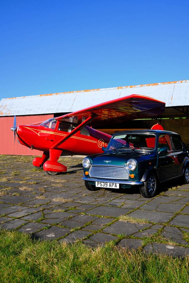 Light aircraft and car.