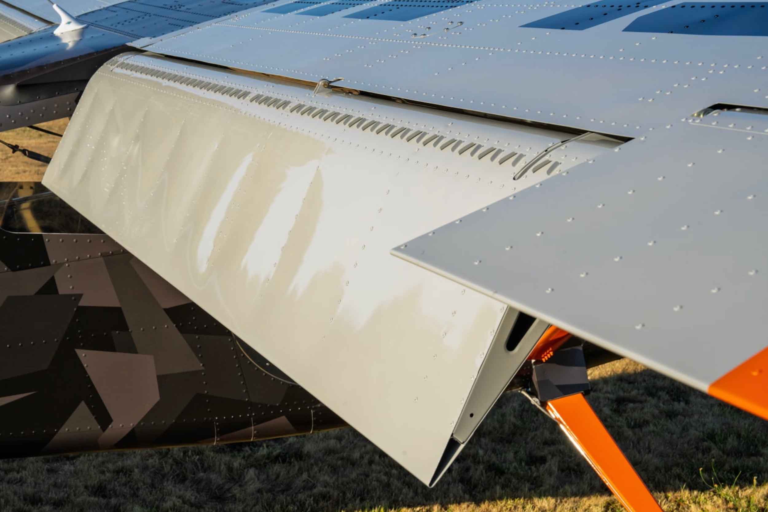 Large flaps on the RV-15 have Vortex Generators along the top edge to improve slow speed performance. Photo: Van's