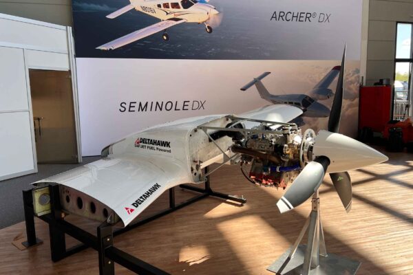 DeltaHawk's engine installation for Piper's light twin, the Seminole, seen at AERO this year. Photo: DC