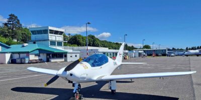 The Shark pictured on the apron at Dundee Airport