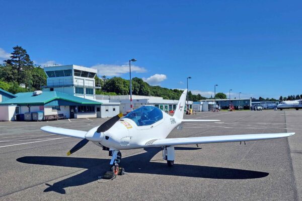 The Shark pictured on the apron at Dundee Airport