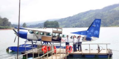 Approving the new water aerodrome! A tough job but someone has to do it! Photo: Cinnamon Air