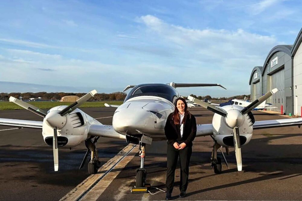 EFT student Alison after passing her Commercial Pilot Licence (CPL). Photo: EFT
