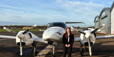 EFT student Alison after passing her Commercial Pilot Licence (CPL). Photo: EFT