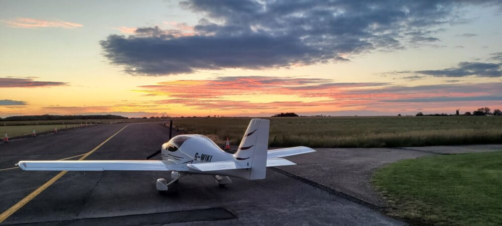 Europe aircraft at sunset