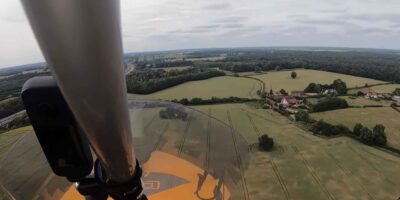 Microlight flying from Plaistows Airfield