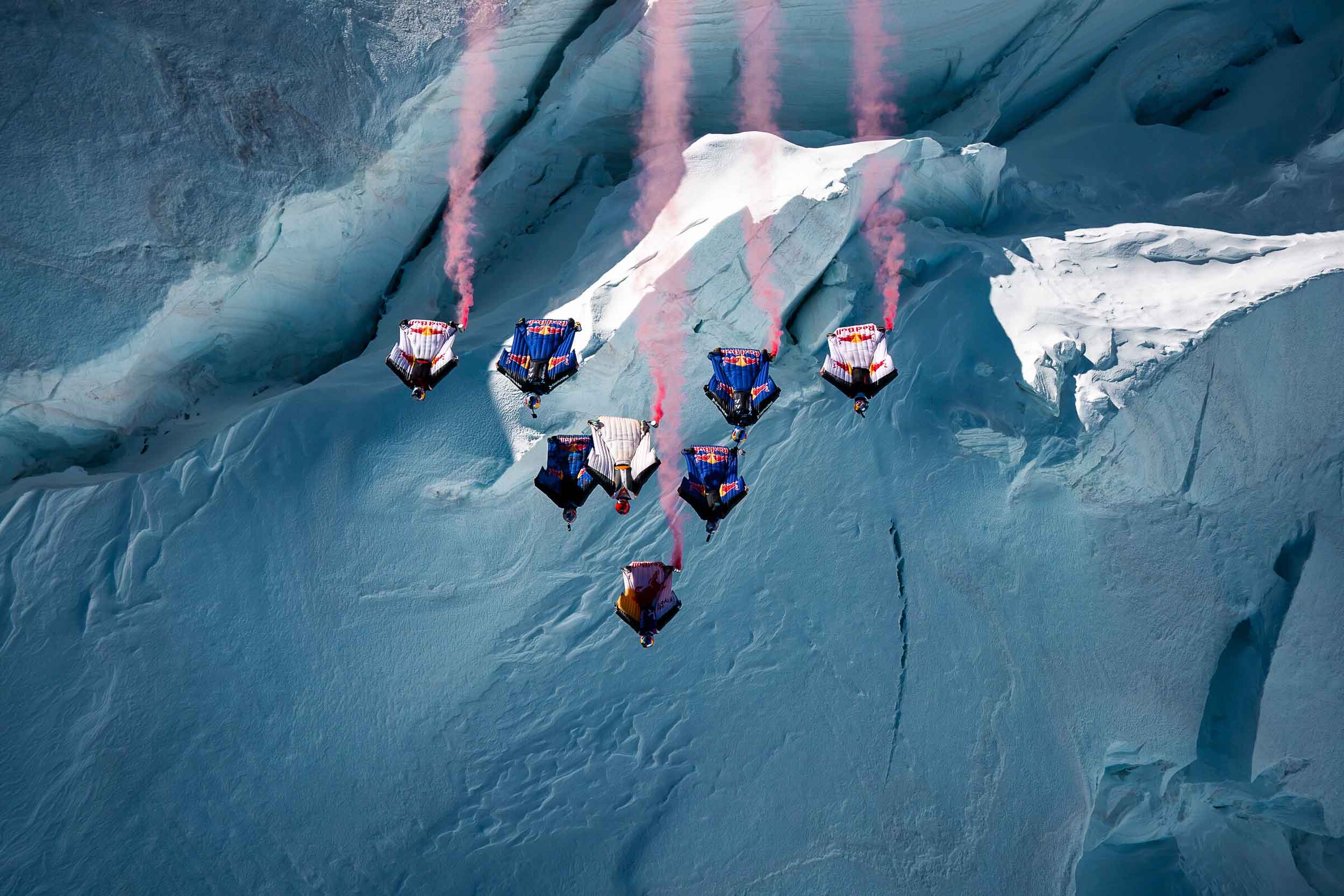 Red Bull wingsuit pilots over Mont Blanc