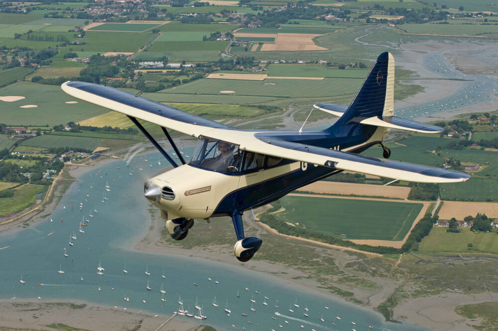 flying over river estuary