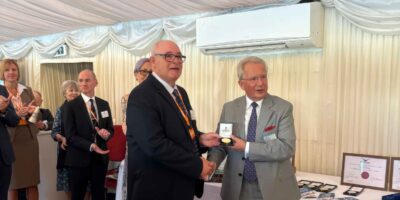 FLYER's Ian Seager receiving the award from the Air League