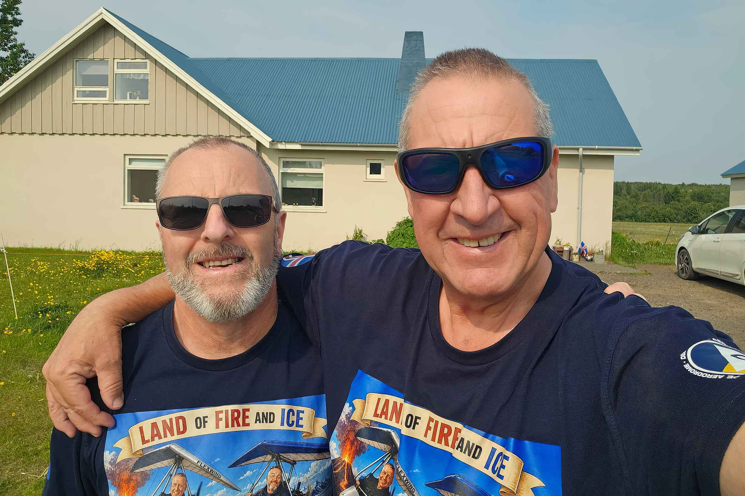 Dave Bromley, left, and Trev Lee, microlight pilots