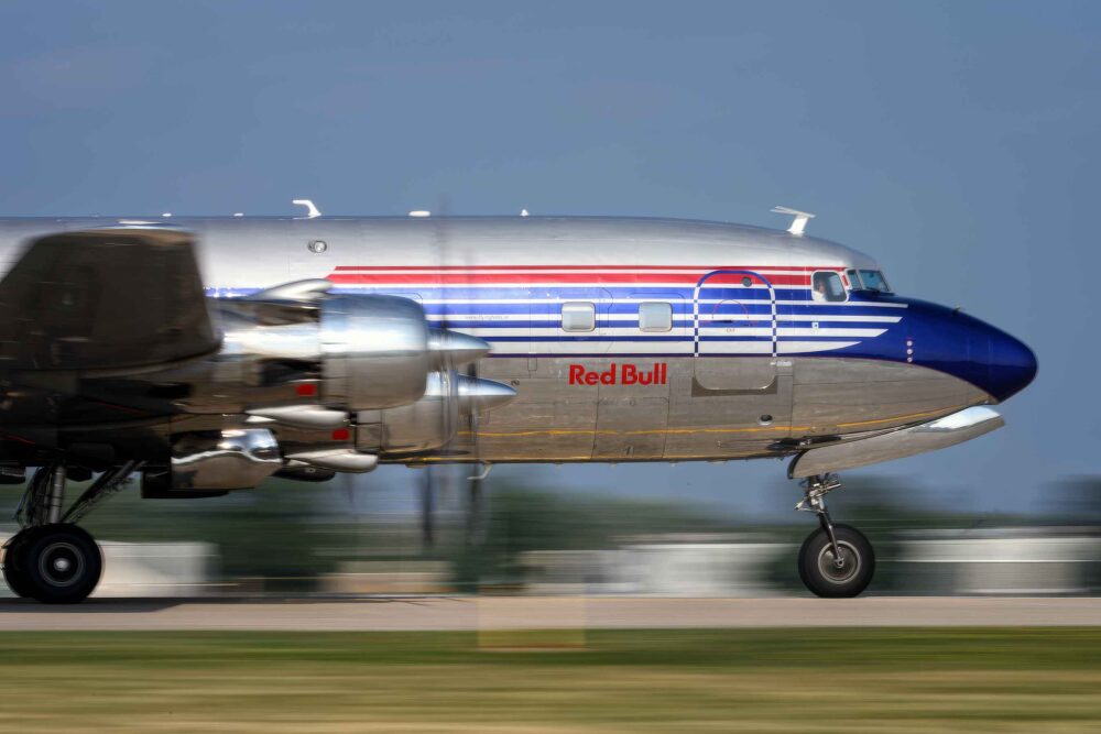 The Flying Bulls are wowing the crowds with its 1958 Douglas DC-6B above, and 1944 Lockheed P38 Lightning, below. Photos: EAA/Nick Wood