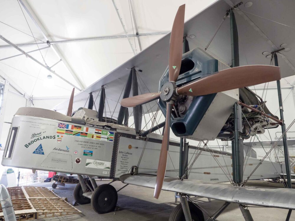 A replica of Vickers Vimy is one of the exhibits at the Brooklands Museum